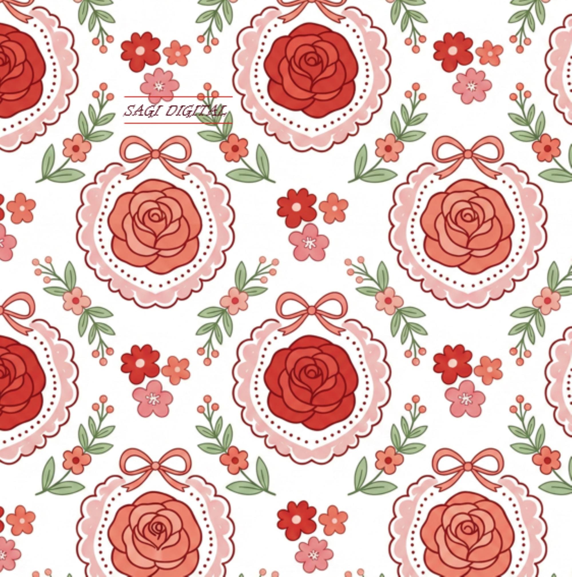 Vintage Floral Rose Seamless Pattern, Cottagecore Fabric Design, Commercial Use