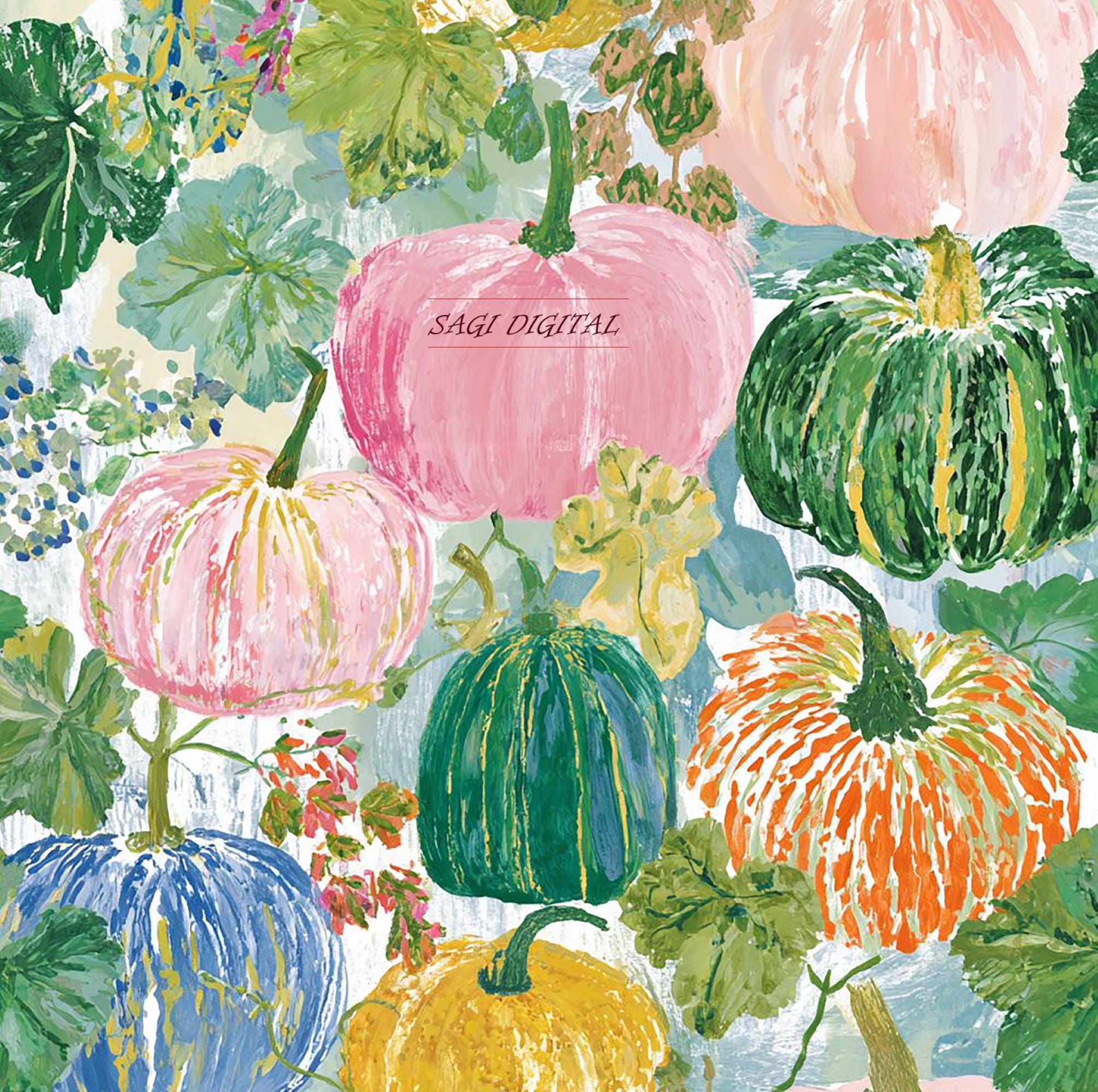 Painterly Pumpkin Seamless Pattern, Halloween Fabric Design, Commercial Use