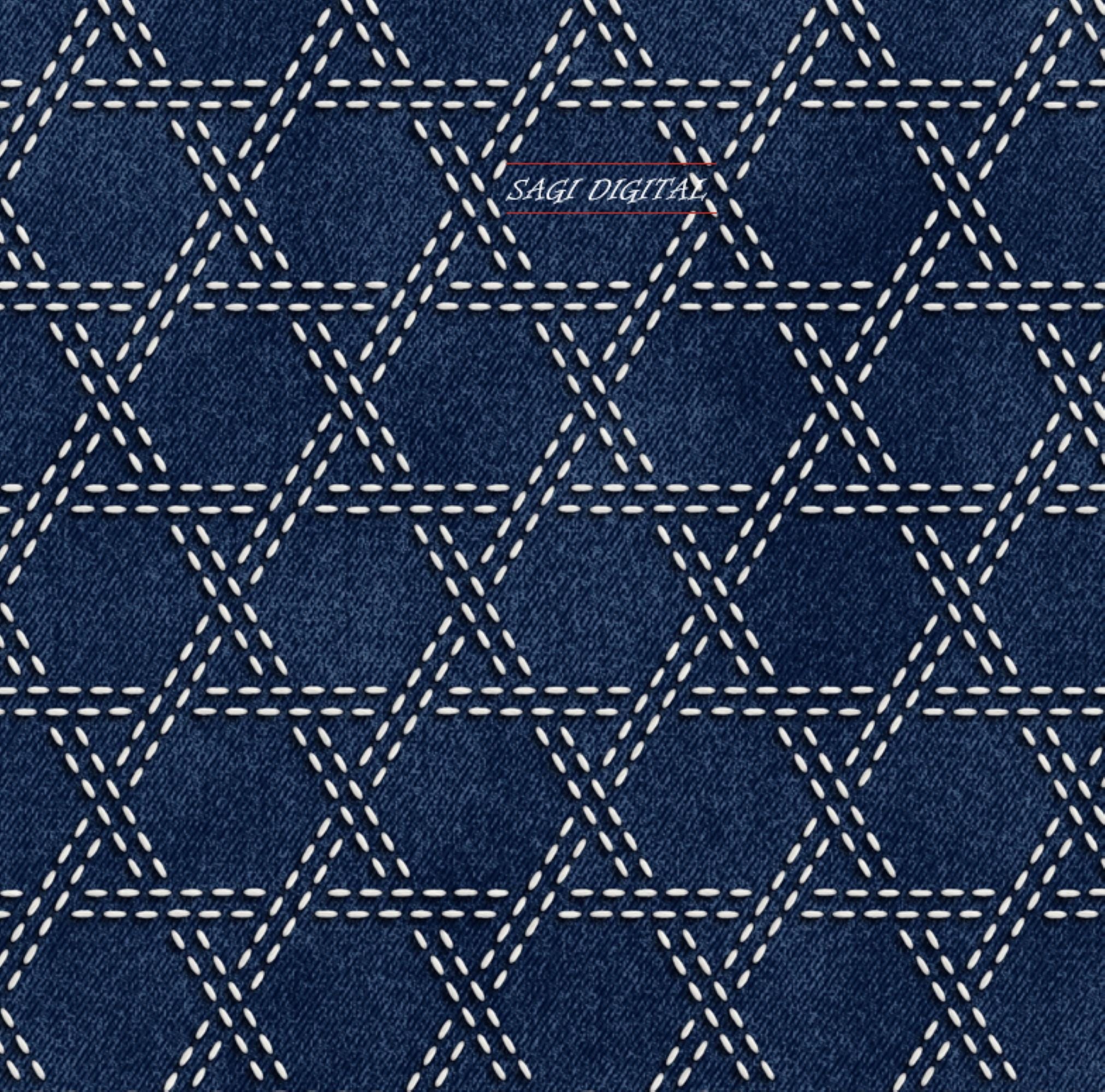 Sashiko Kagome Seamless Pattern, Indigo Japanese Hexagon Boro Decor, Commercial Use