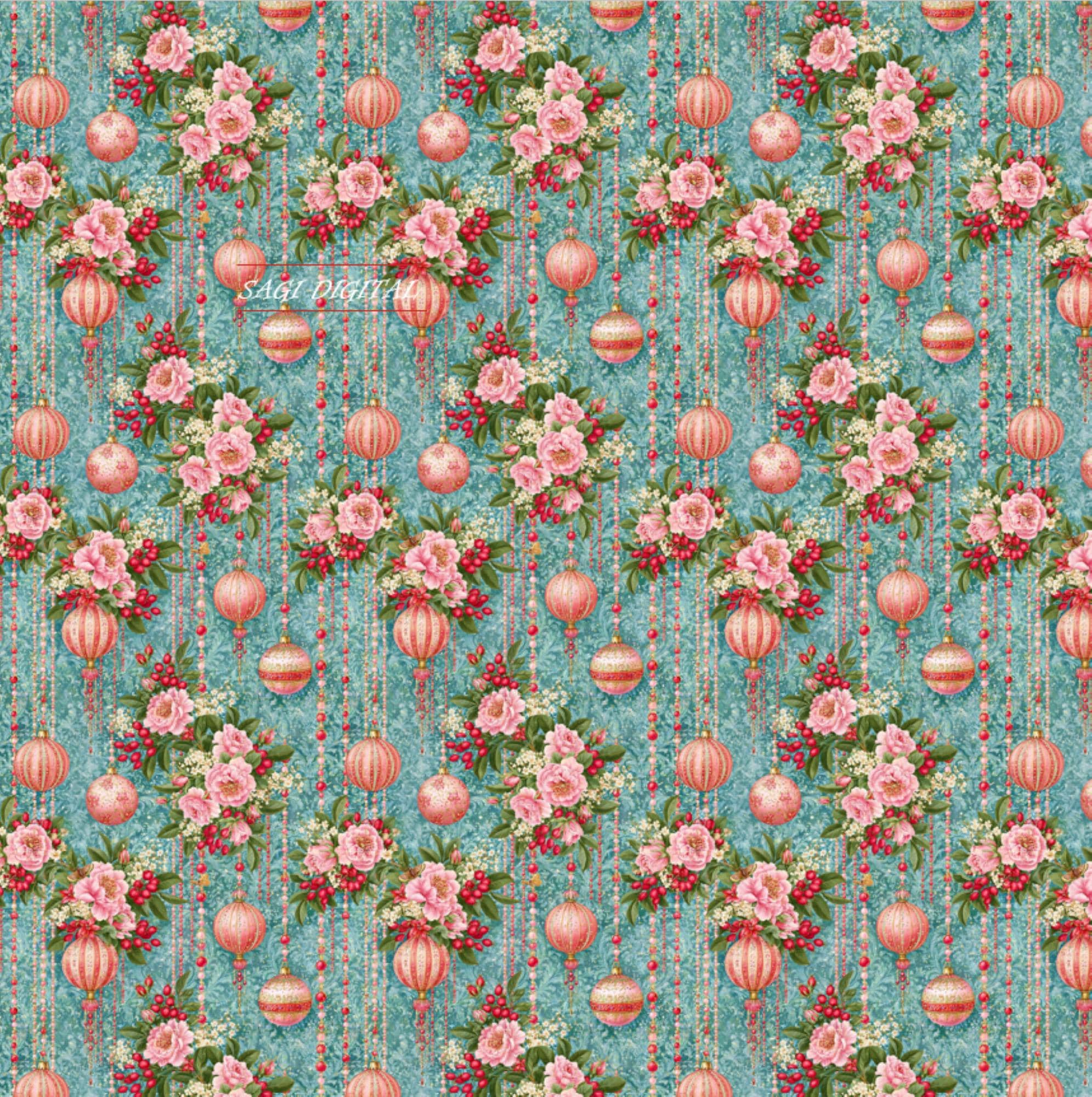 Victorian Christmas Seamless Pattern, Vintage Holiday Decor, Commercial Use