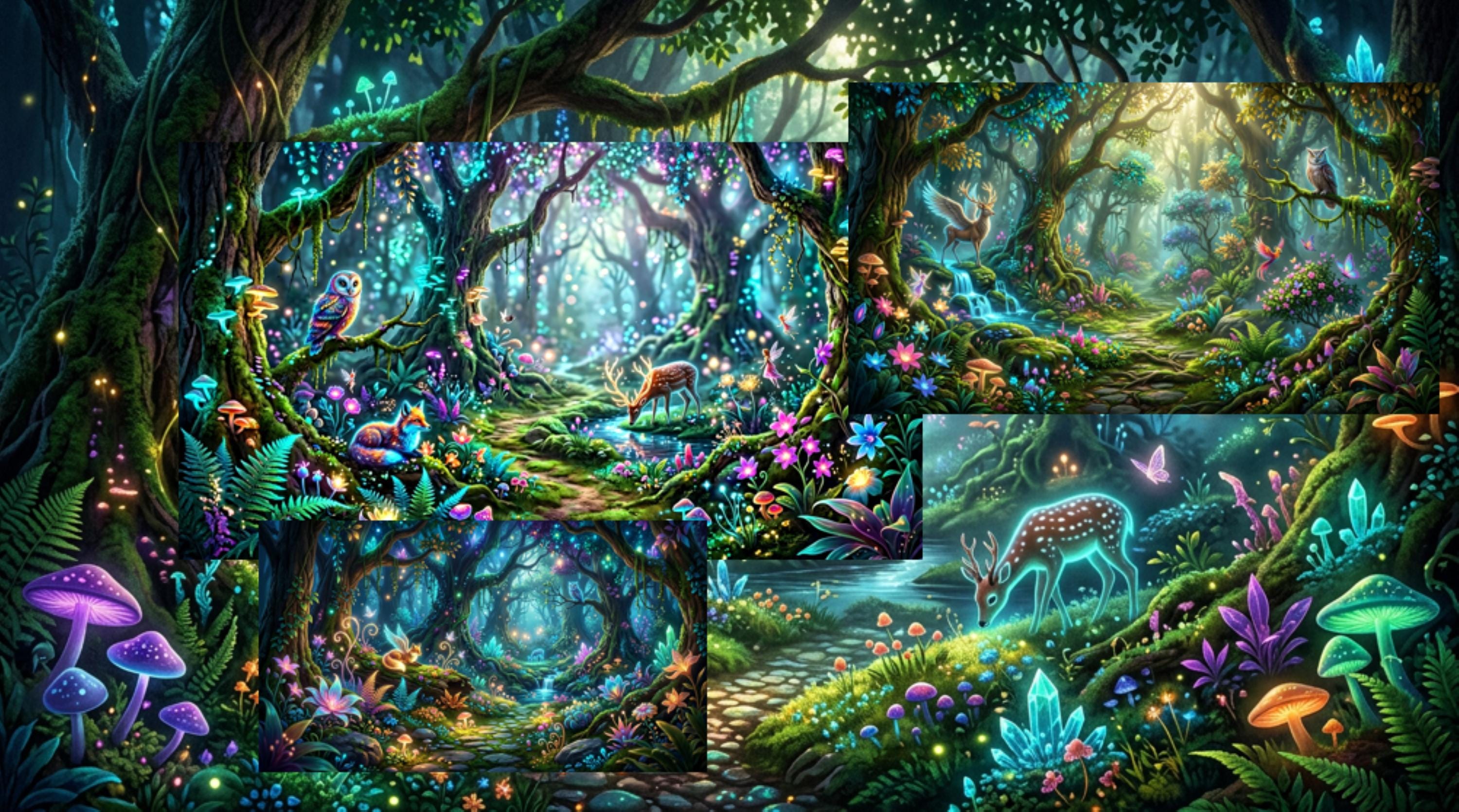 Enchanted Forest Virtual Backgrounds Set of 4 Magical Fantasy  Backdrops
