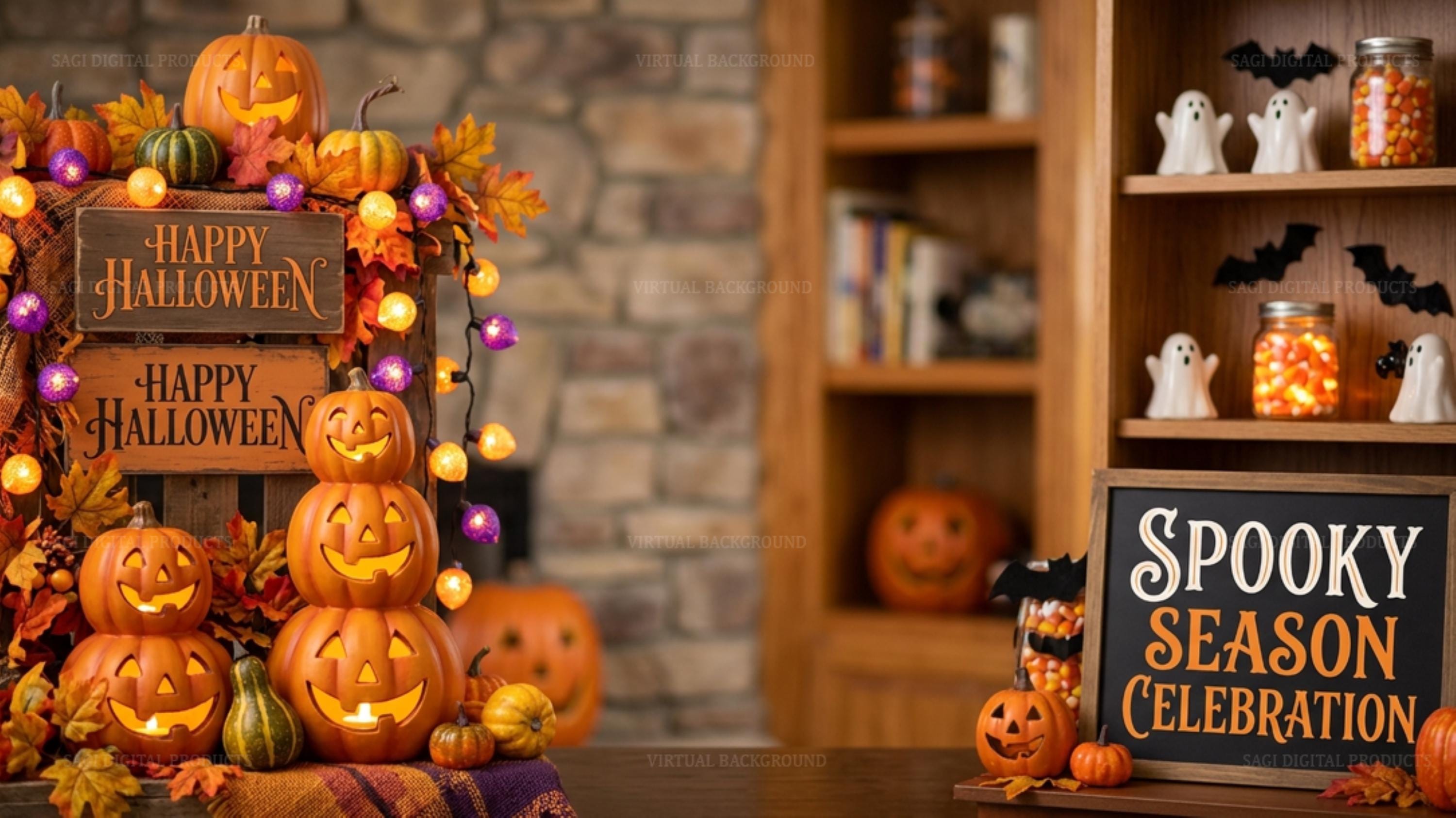 Halloween Spooky Season Virtual Background for Zoom Teams Meet