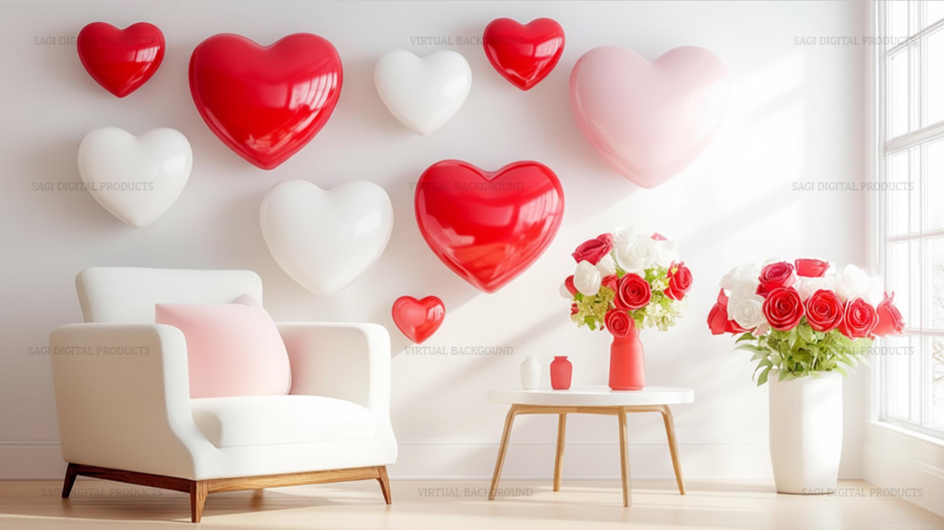 Modern Valentine’s Day Zoom Teams Background | Romantic Heart Office Decor