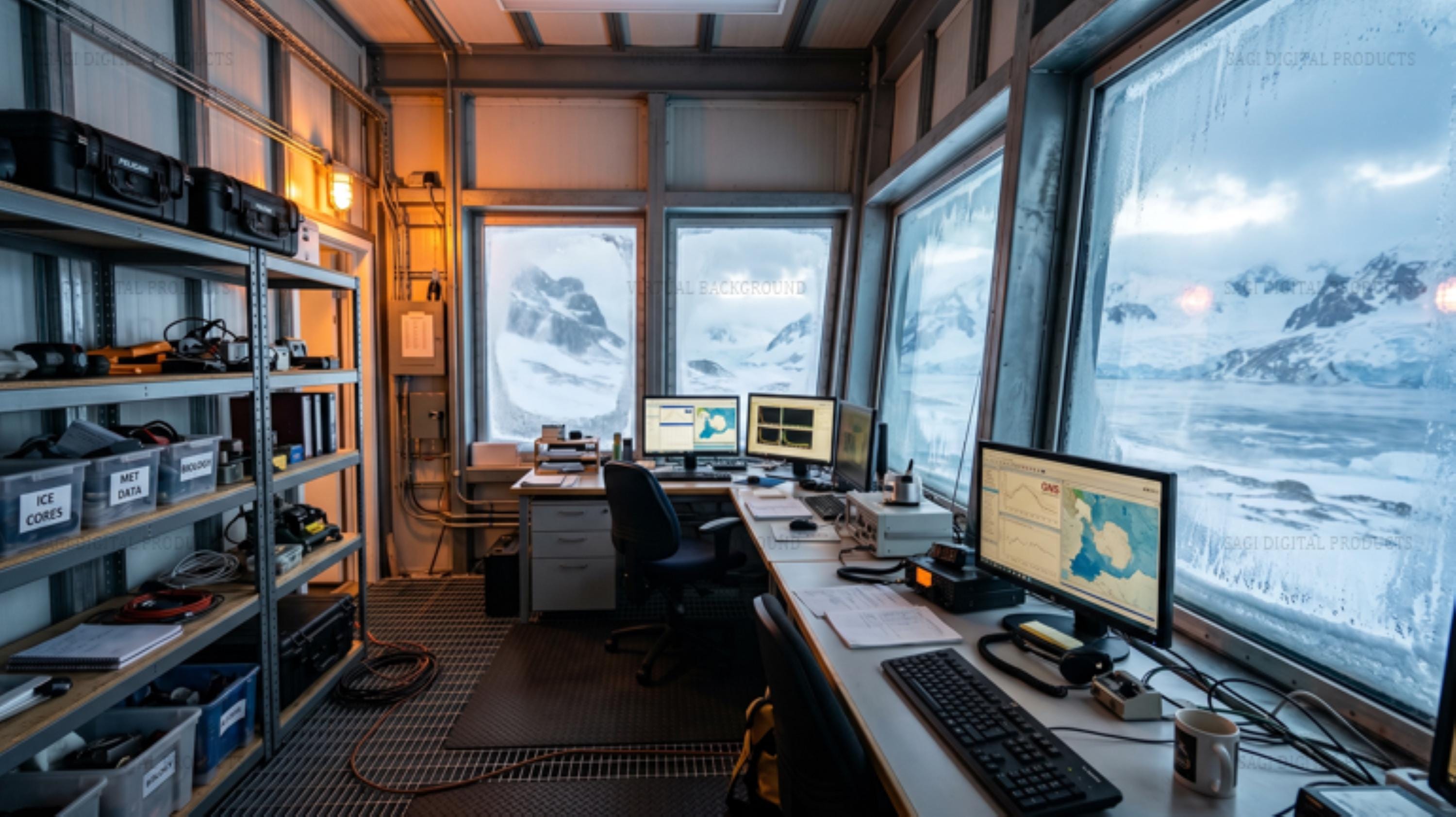 Polar Research Station Virtual Background — Arctic Science Lab Videoconference Meeting Backdrop