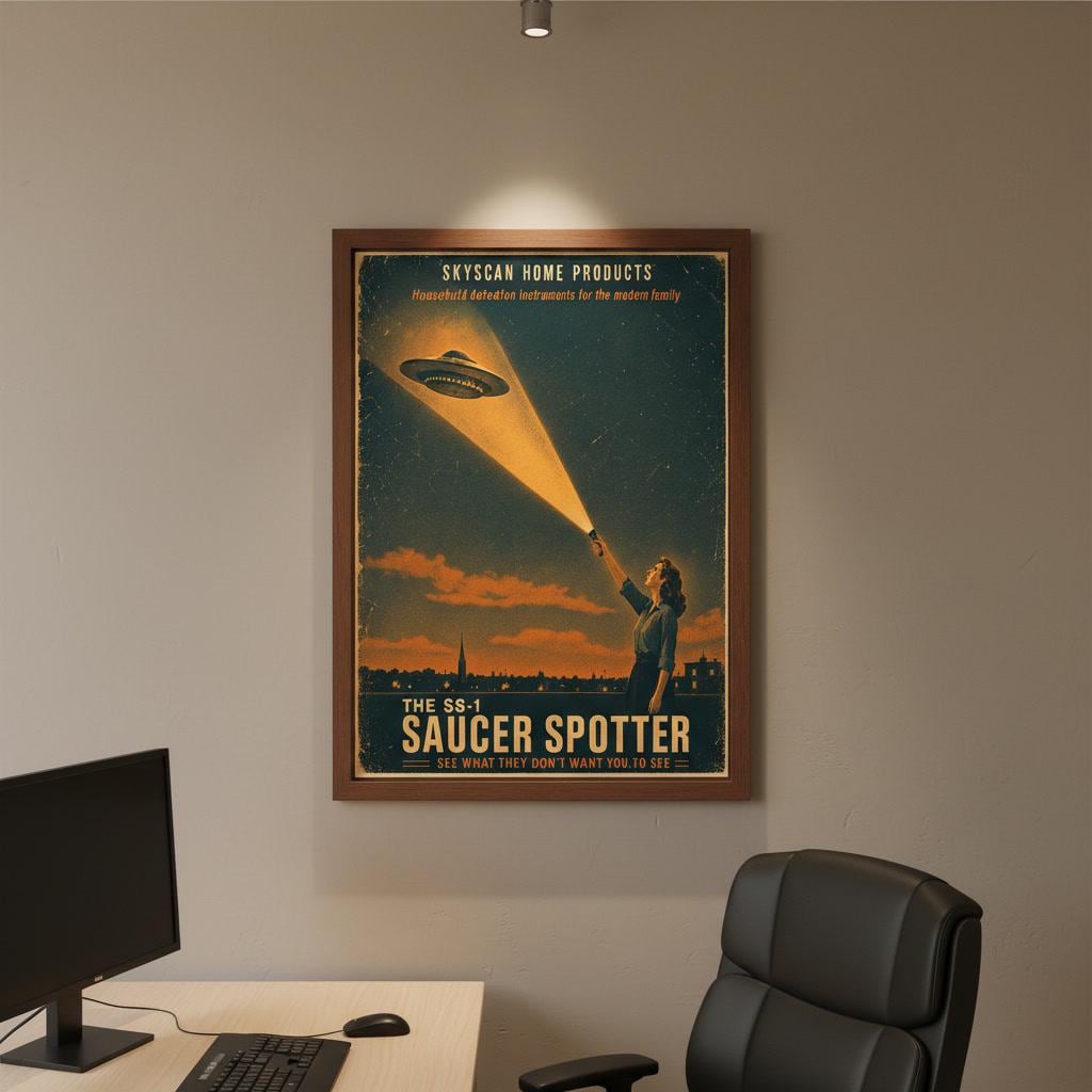 Retro Sci Fi Poster, Vintage UFO Wall Art, Mid Century Alien Print (Digital Download)