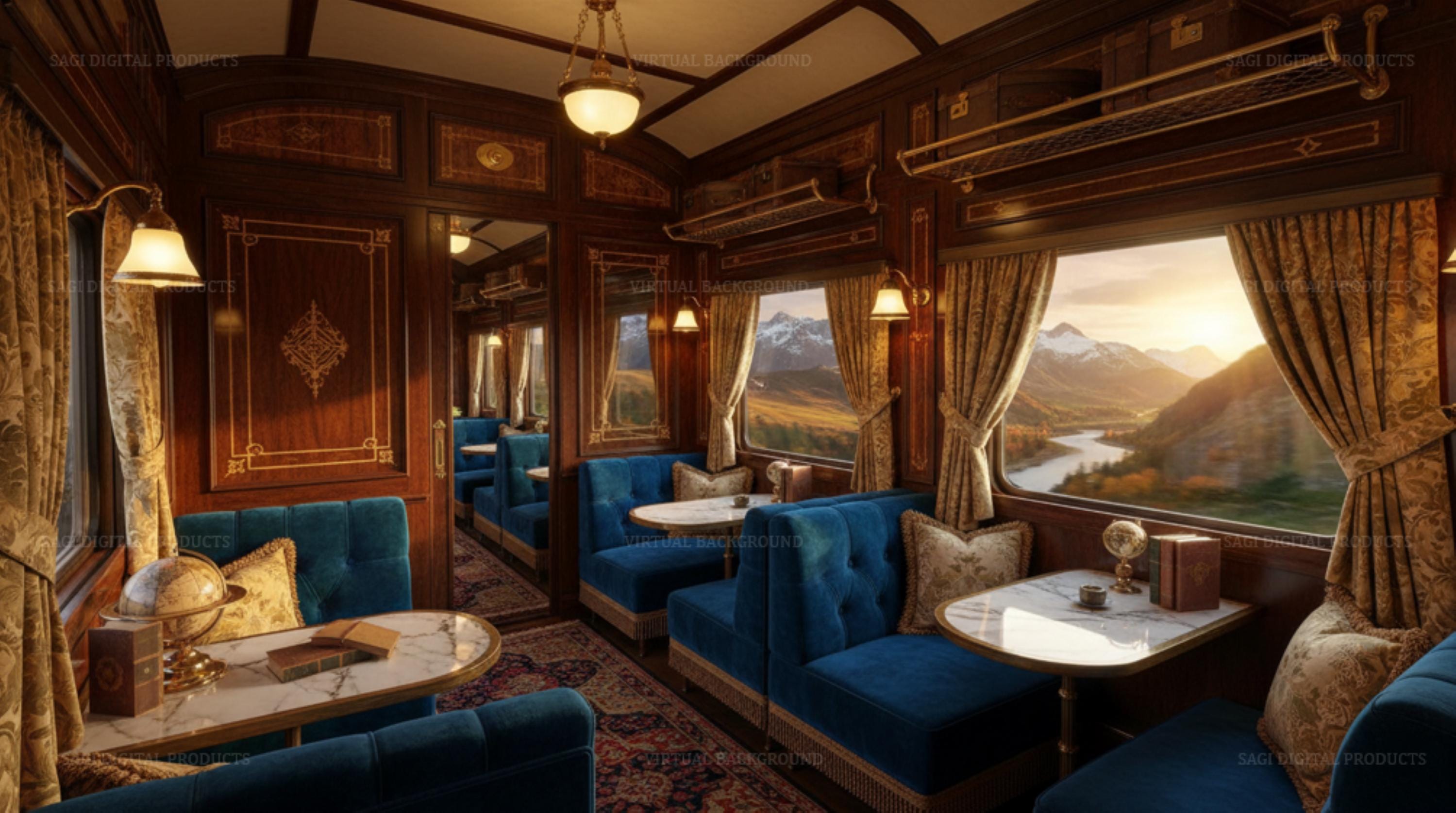 Vintage Train Professional Virtual Background, Carriage View Office